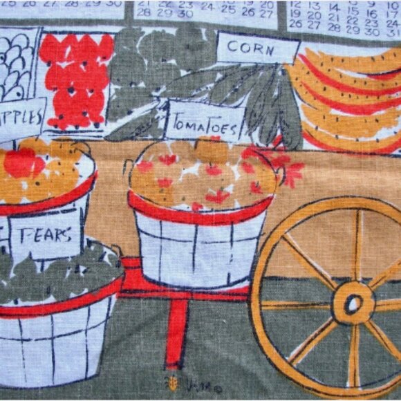 Vintage Vera Neumann 1965 Tea Towel Signed Vera Ladybug Mid Century Modern MCM - Picture 7 of 8